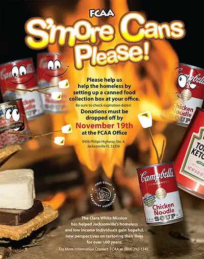 food drive poster design smore cans please