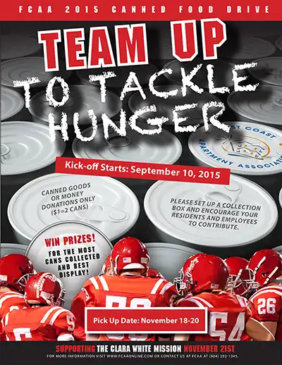 food drive poster design for team up to tackle hunger