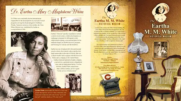 Clara white museum brochure cover